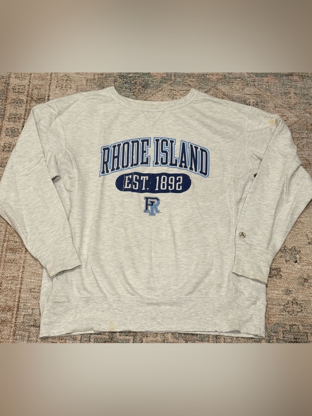 Rhode Island Crewneck Sweatshirt - Heather Gray large est 1892 RI COLLEGE LOGO